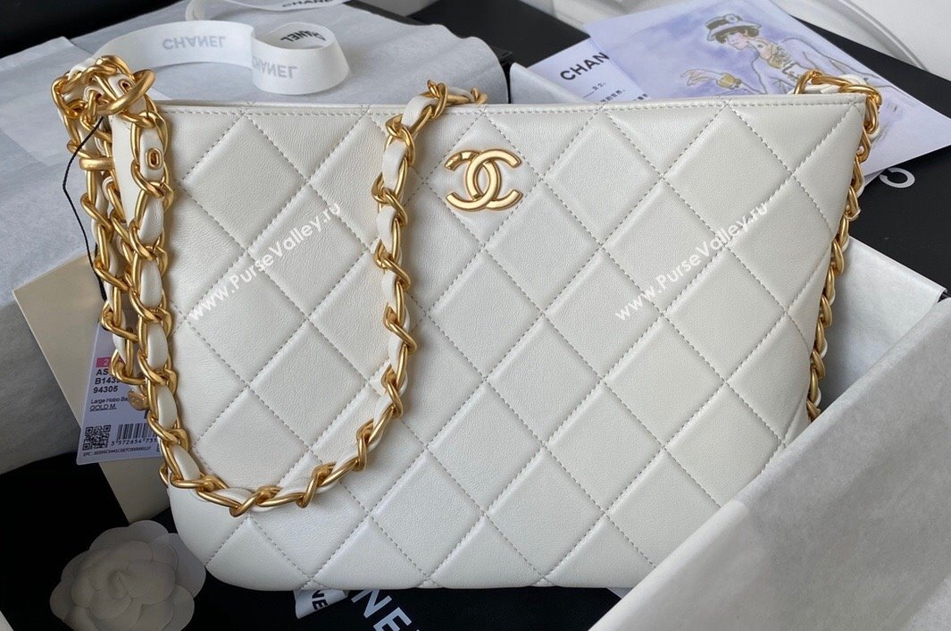 Chanel Gold-Tone Metal Large Hobo Bag AS4450 White 2024 (jiyuan-24032720)