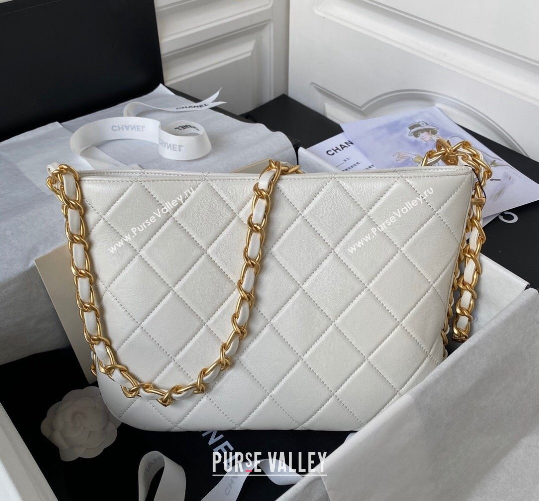 Chanel Gold-Tone Metal Large Hobo Bag AS4450 White 2024 (jiyuan-24032720)