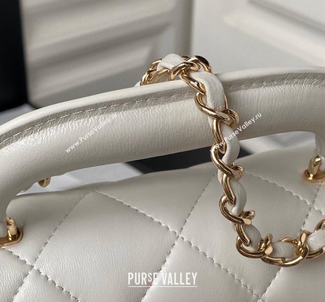 Chanel Calfskin Gold-Tone Metal Flap Bag With Top Handle AS4544 White 2024 (jiyuan-24032723)