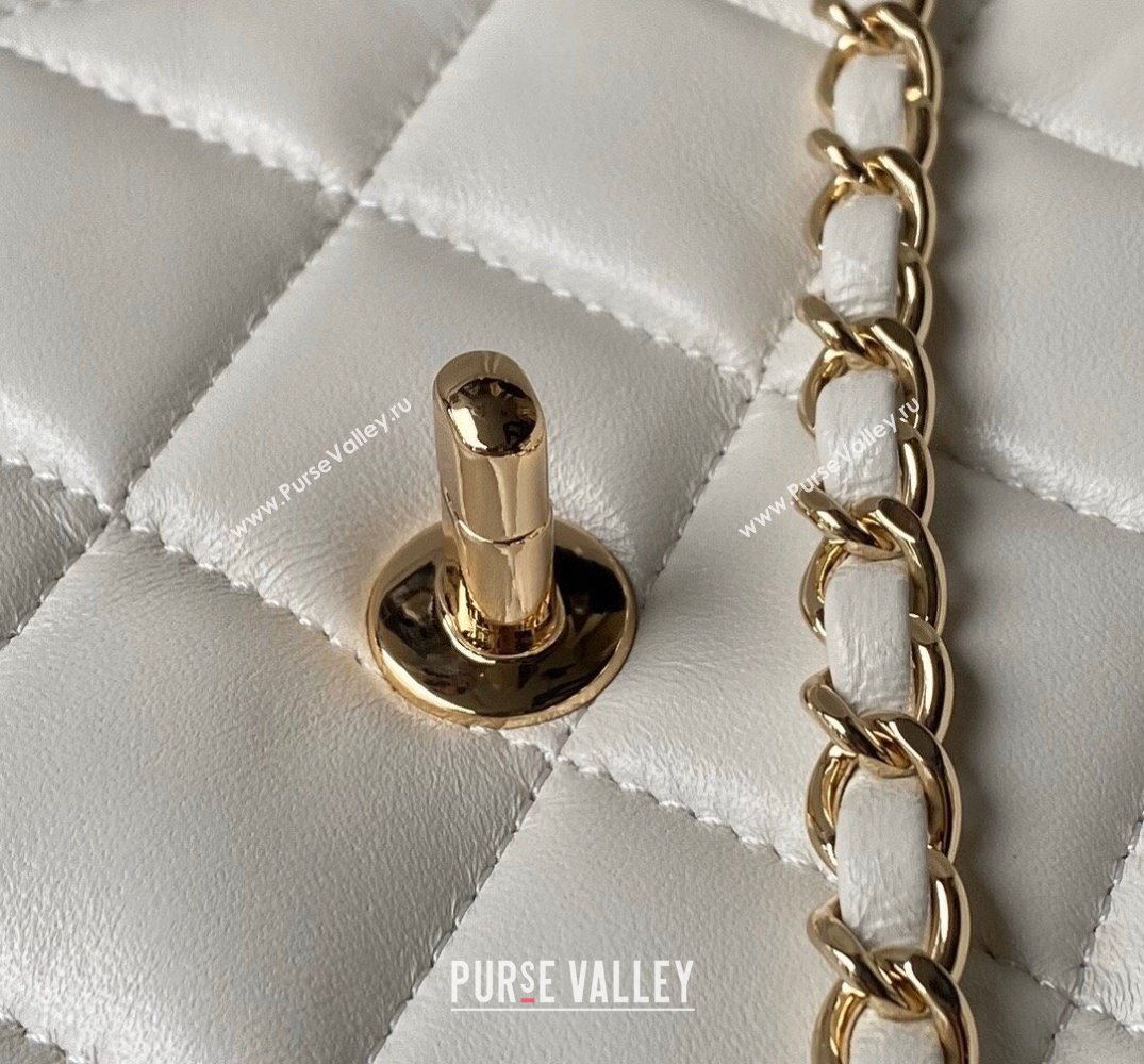Chanel Calfskin Gold-Tone Metal Flap Bag With Top Handle AS4544 White 2024 (jiyuan-24032723)