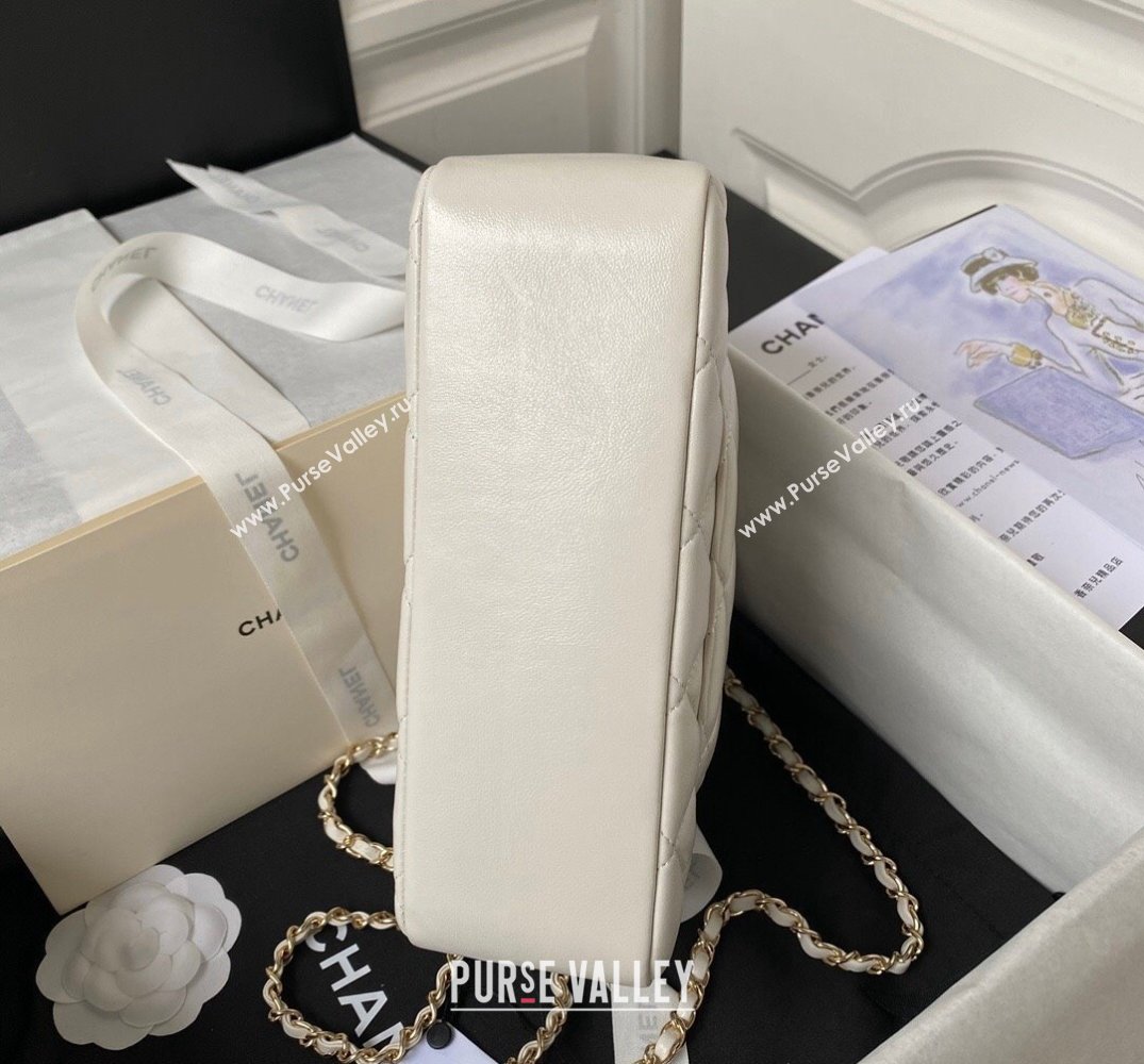 Chanel Calfskin Gold-Tone Metal Flap Bag With Top Handle AS4544 White 2024 (jiyuan-24032723)