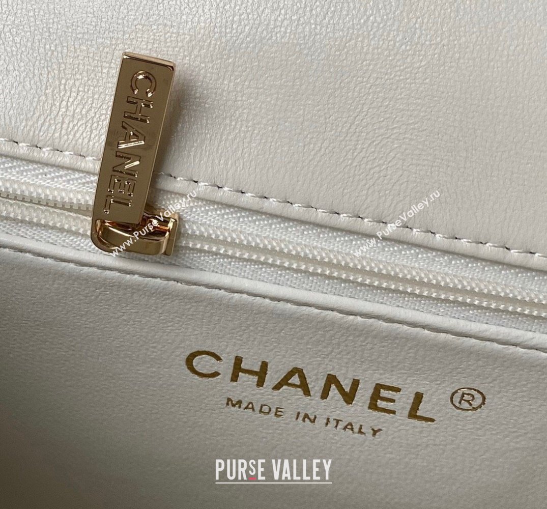 Chanel Calfskin Gold-Tone Metal Flap Bag With Top Handle AS4544 White 2024 (jiyuan-24032723)