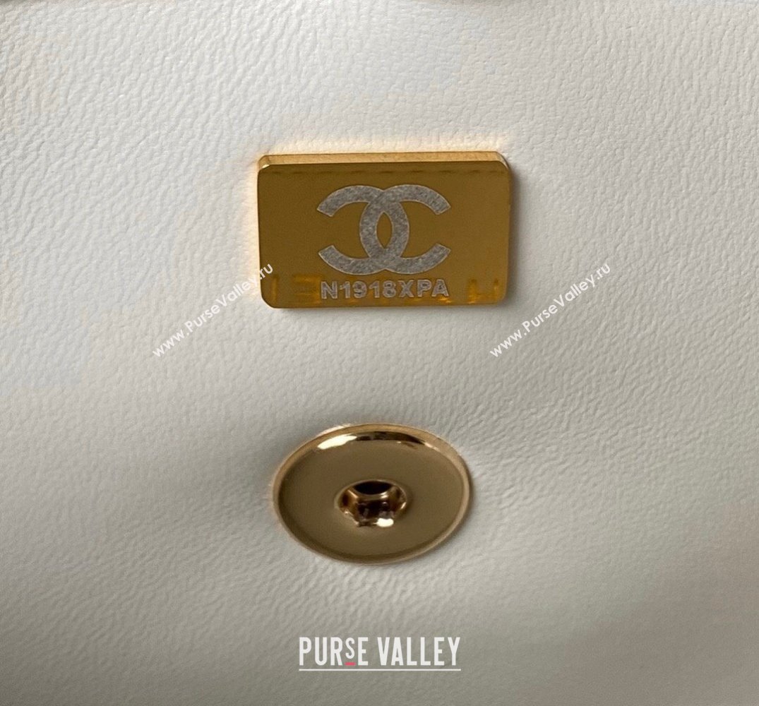 Chanel Calfskin Gold-Tone Metal Flap Bag With Top Handle AS4544 White 2024 (jiyuan-24032723)