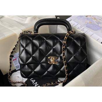 Chanel Calfskin Gold-Tone Metal Flap Bag With Top Handle AS4544 Black 2024 (jiyuan-24032722)