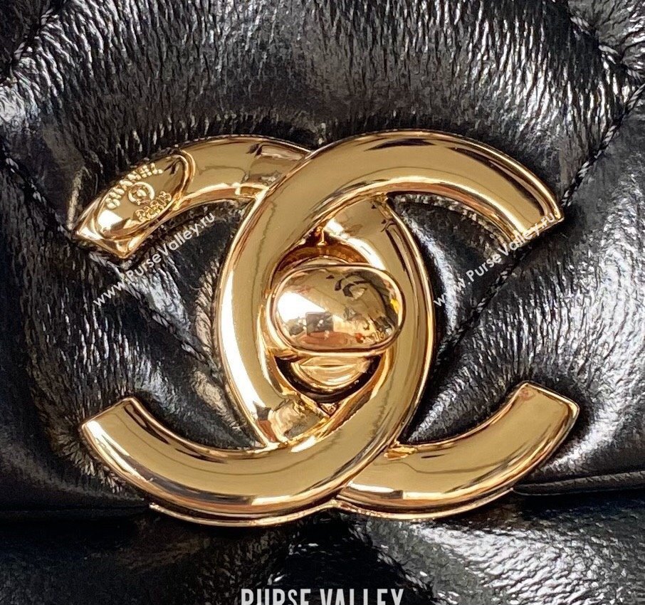 Chanel Calfskin Gold-Tone Metal Flap Bag With Top Handle AS4544 Black 2024 (jiyuan-24032722)