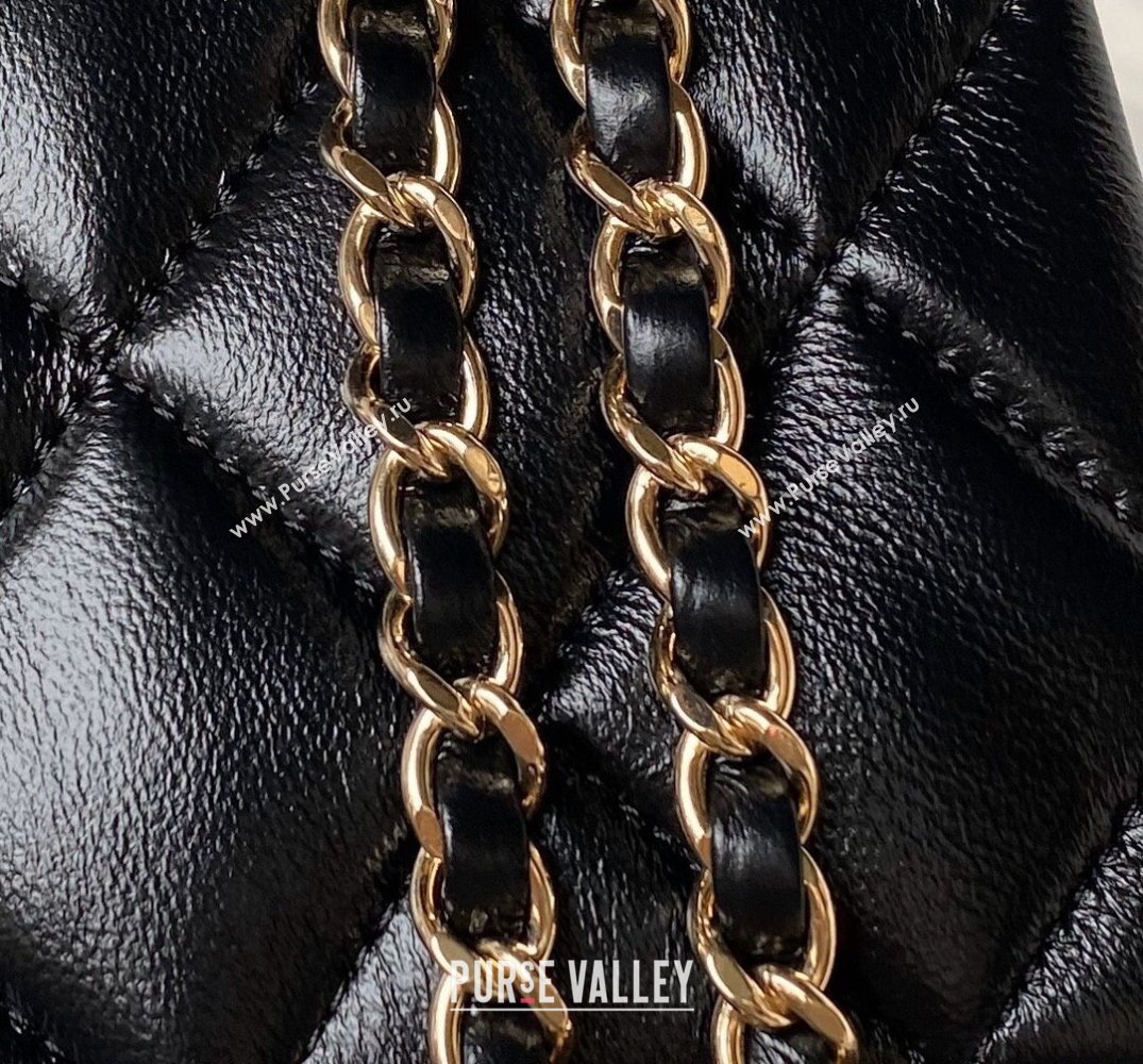 Chanel Calfskin Gold-Tone Metal Flap Bag With Top Handle AS4544 Black 2024 (jiyuan-24032722)