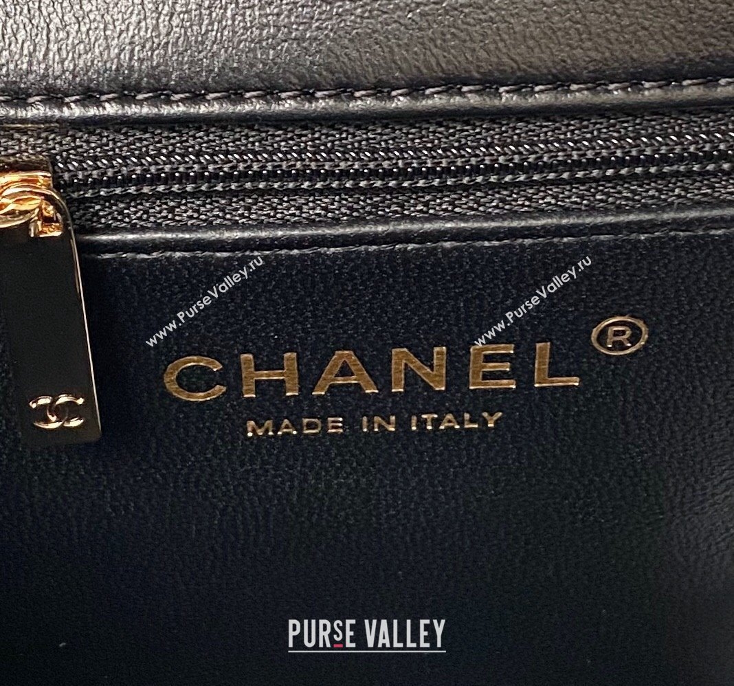 Chanel Calfskin Gold-Tone Metal Flap Bag With Top Handle AS4544 Black 2024 (jiyuan-24032722)