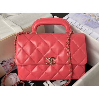 Chanel Calfskin Gold-Tone Metal Flap Bag With Top Handle AS4544 Dark Pink 2024 (jiyuan-24032724)