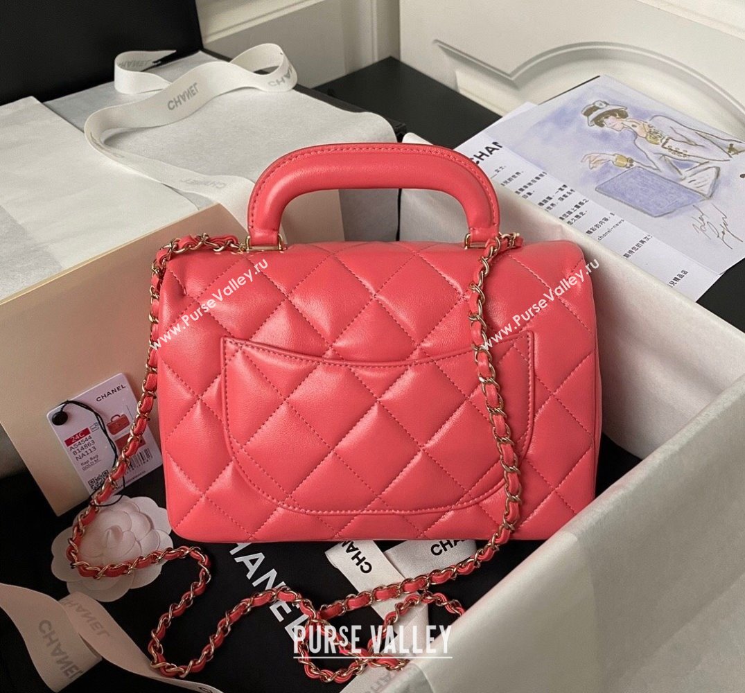 Chanel Calfskin Gold-Tone Metal Flap Bag With Top Handle AS4544 Dark Pink 2024 (jiyuan-24032724)