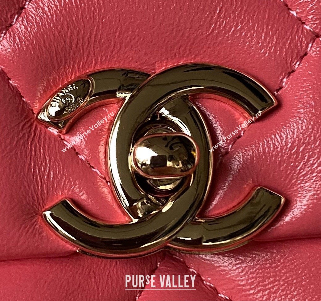 Chanel Calfskin Gold-Tone Metal Flap Bag With Top Handle AS4544 Dark Pink 2024 (jiyuan-24032724)