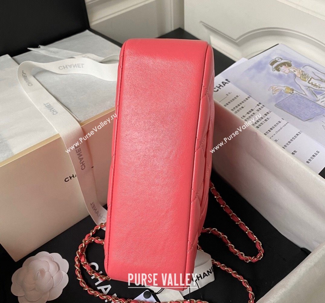 Chanel Calfskin Gold-Tone Metal Flap Bag With Top Handle AS4544 Dark Pink 2024 (jiyuan-24032724)