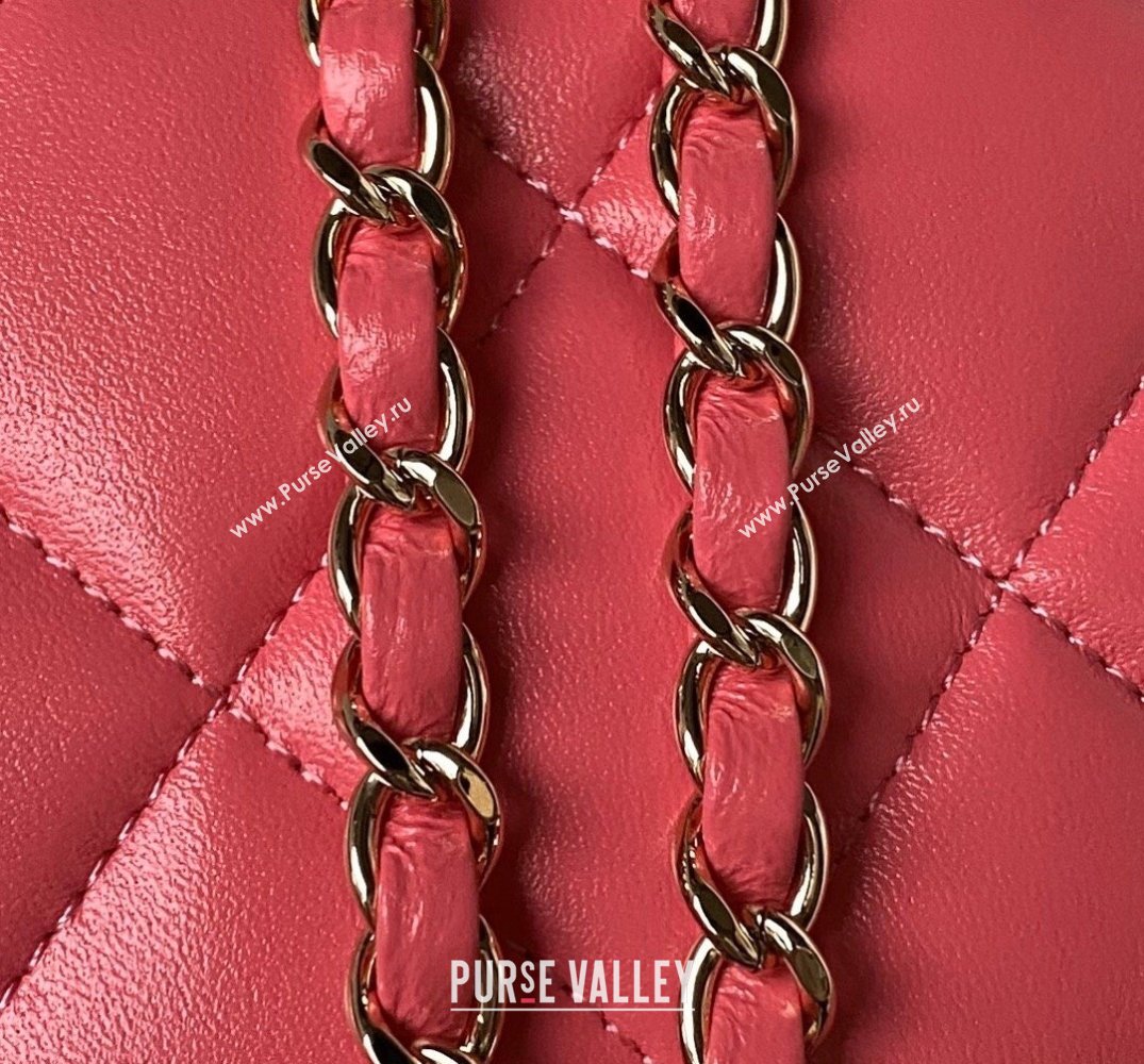 Chanel Calfskin Gold-Tone Metal Flap Bag With Top Handle AS4544 Dark Pink 2024 (jiyuan-24032724)