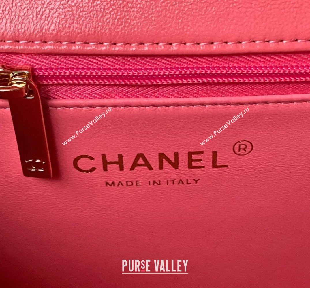 Chanel Calfskin Gold-Tone Metal Flap Bag With Top Handle AS4544 Dark Pink 2024 (jiyuan-24032724)