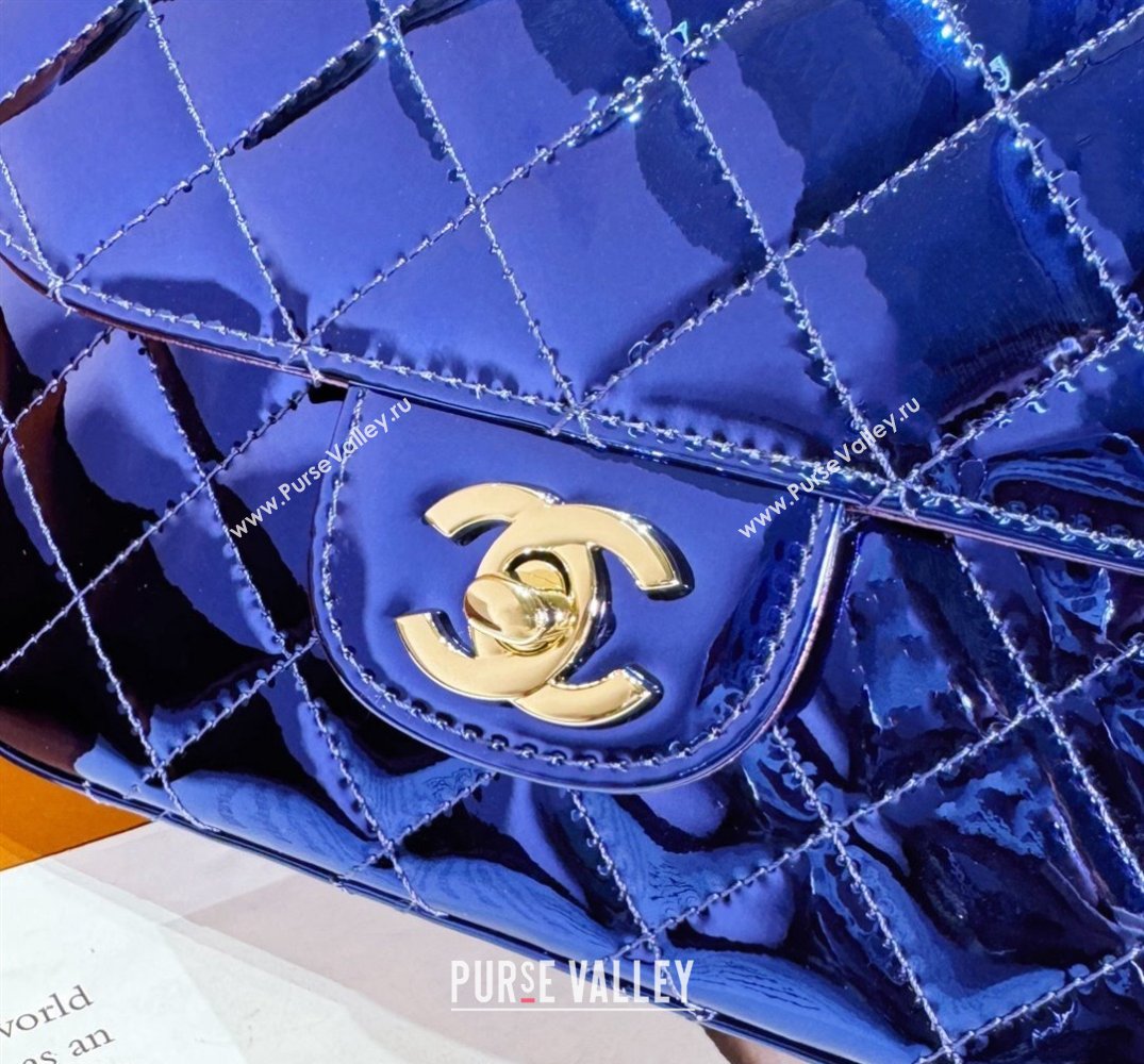 Chanel Mirror Calfskin, Calfskin Gold-Tone Metal Mini Flap Bag Star Coin Purse AS4646 Metallic Blue 2024 (jiyuan-24032707)