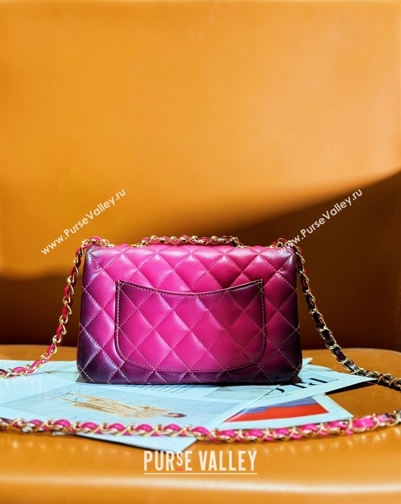 Chanel Gradient Lambskin Gold-Tone Metal Small Classic Flap Handbag Fuchsia/Purple 2024 (jiyuan-24032710)