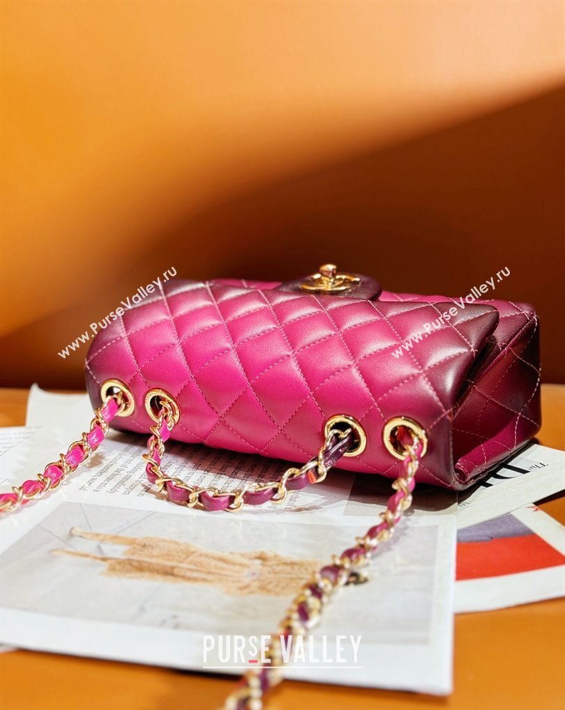 Chanel Gradient Lambskin Gold-Tone Metal Small Classic Flap Handbag Fuchsia/Purple 2024 (jiyuan-24032710)