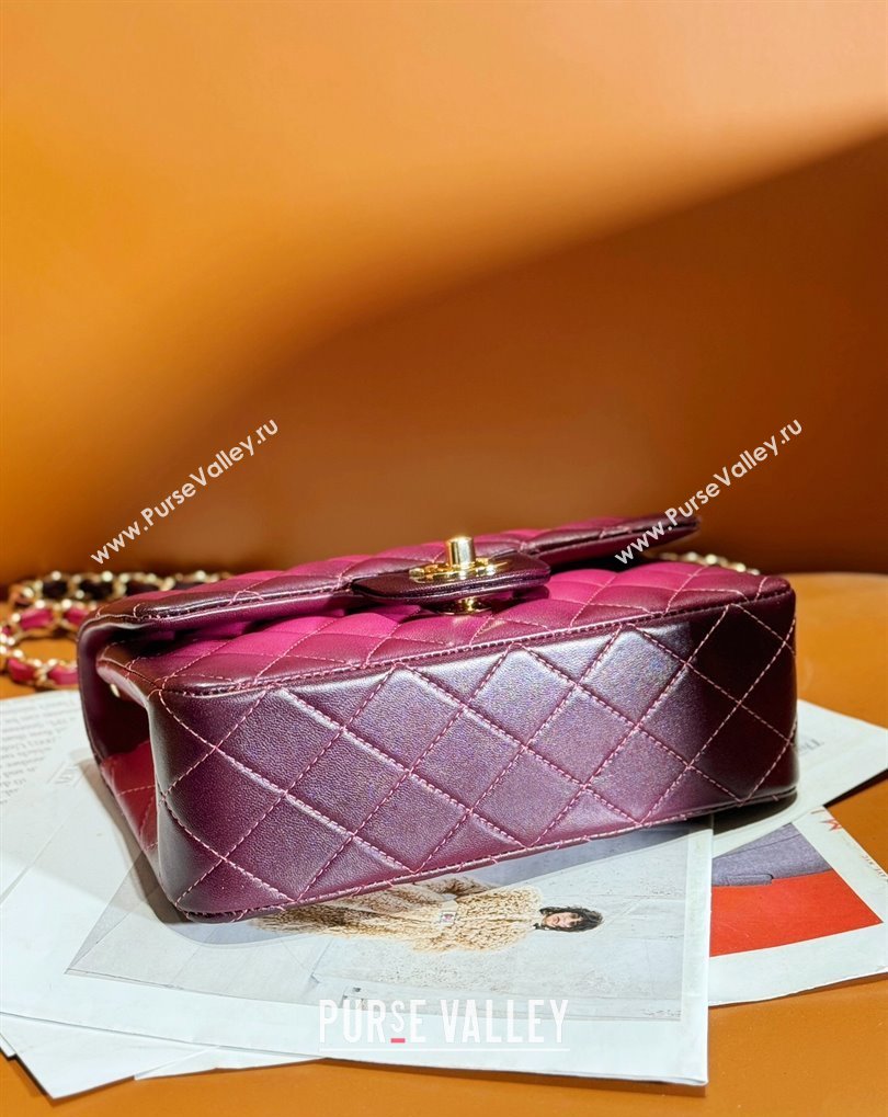 Chanel Gradient Lambskin Gold-Tone Metal Small Classic Flap Handbag Fuchsia/Purple 2024 (jiyuan-24032710)