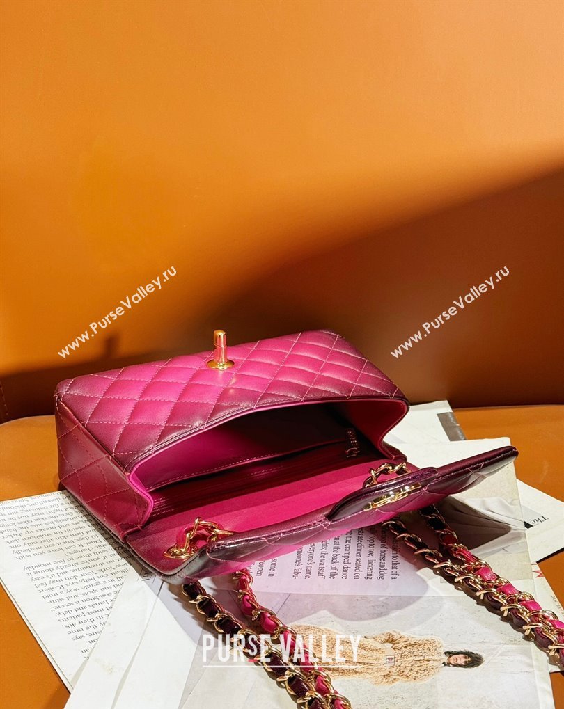 Chanel Gradient Lambskin Gold-Tone Metal Small Classic Flap Handbag Fuchsia/Purple 2024 (jiyuan-24032710)