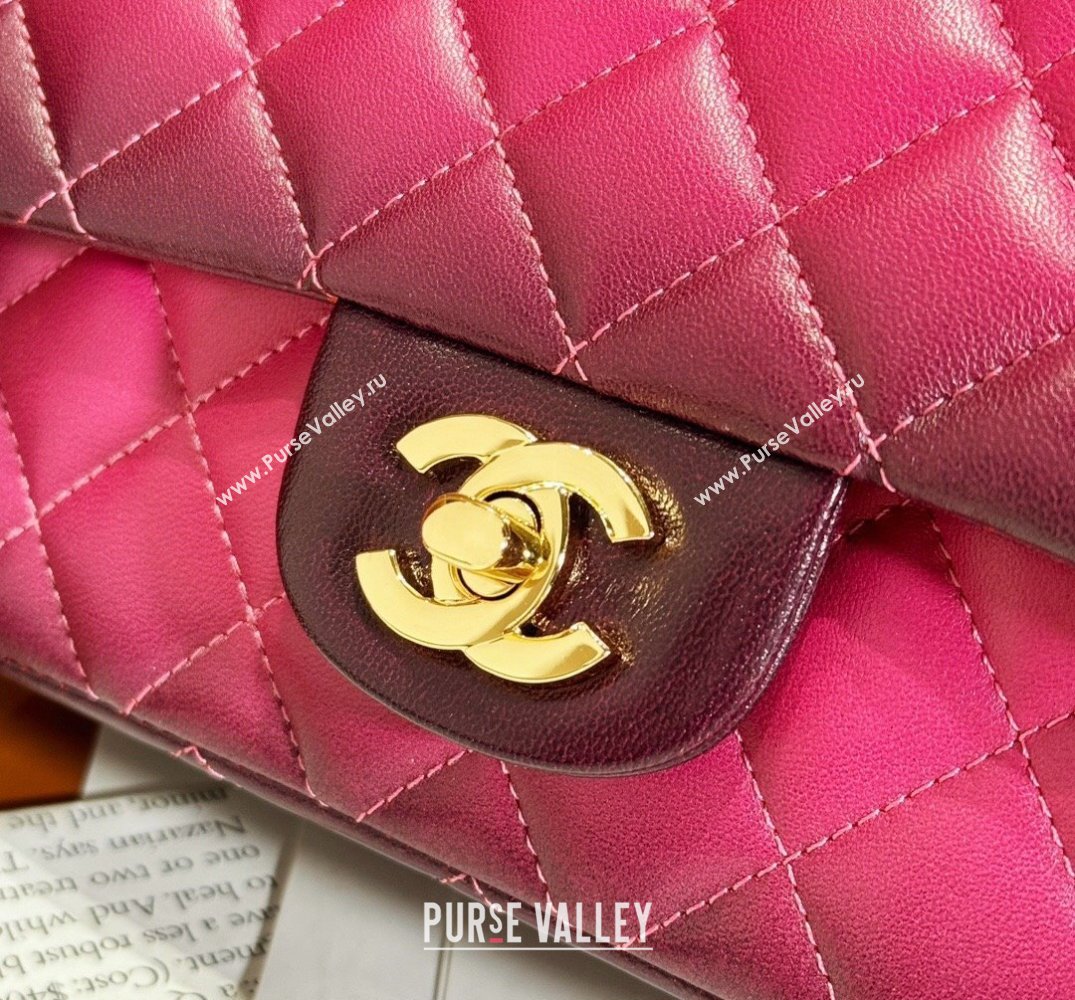 Chanel Gradient Lambskin Gold-Tone Metal Small Classic Flap Handbag Fuchsia/Purple 2024 (jiyuan-24032710)