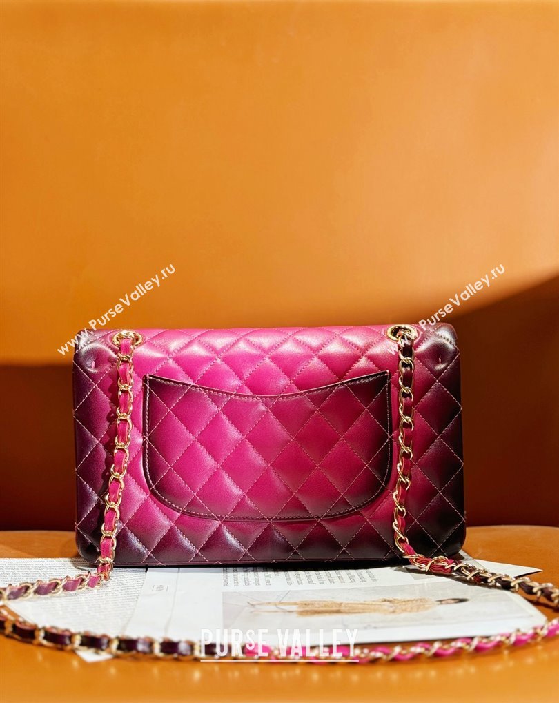 Chanel Gradient Lambskin Gold-Tone Metal Classic Flap 11.12 Handbag A01112 Fuchsia/Purple 2024 (jiyuan-24032709)