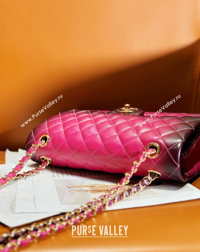 Chanel Gradient Lambskin Gold-Tone Metal Classic Flap 11.12 Handbag A01112 Fuchsia/Purple 2024 (jiyuan-24032709)