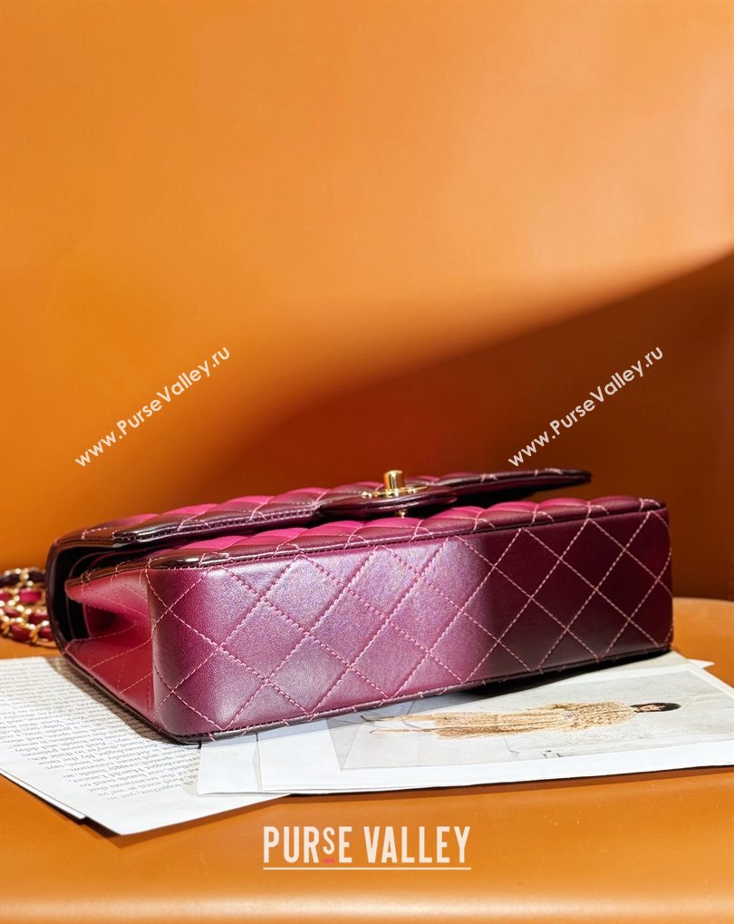 Chanel Gradient Lambskin Gold-Tone Metal Classic Flap 11.12 Handbag A01112 Fuchsia/Purple 2024 (jiyuan-24032709)