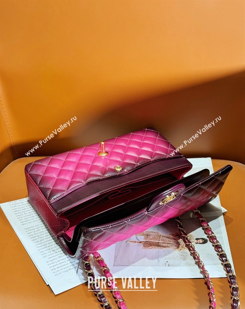 Chanel Gradient Lambskin Gold-Tone Metal Classic Flap 11.12 Handbag A01112 Fuchsia/Purple 2024 (jiyuan-24032709)