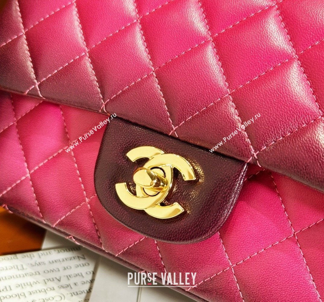 Chanel Gradient Lambskin Gold-Tone Metal Classic Flap 11.12 Handbag A01112 Fuchsia/Purple 2024 (jiyuan-24032709)