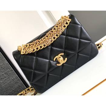 Chanel Calfskin, Diamanté Gold-Tone Metal Mini Flap Bag AS4595 Black 2024 (jiyuan-24032713)