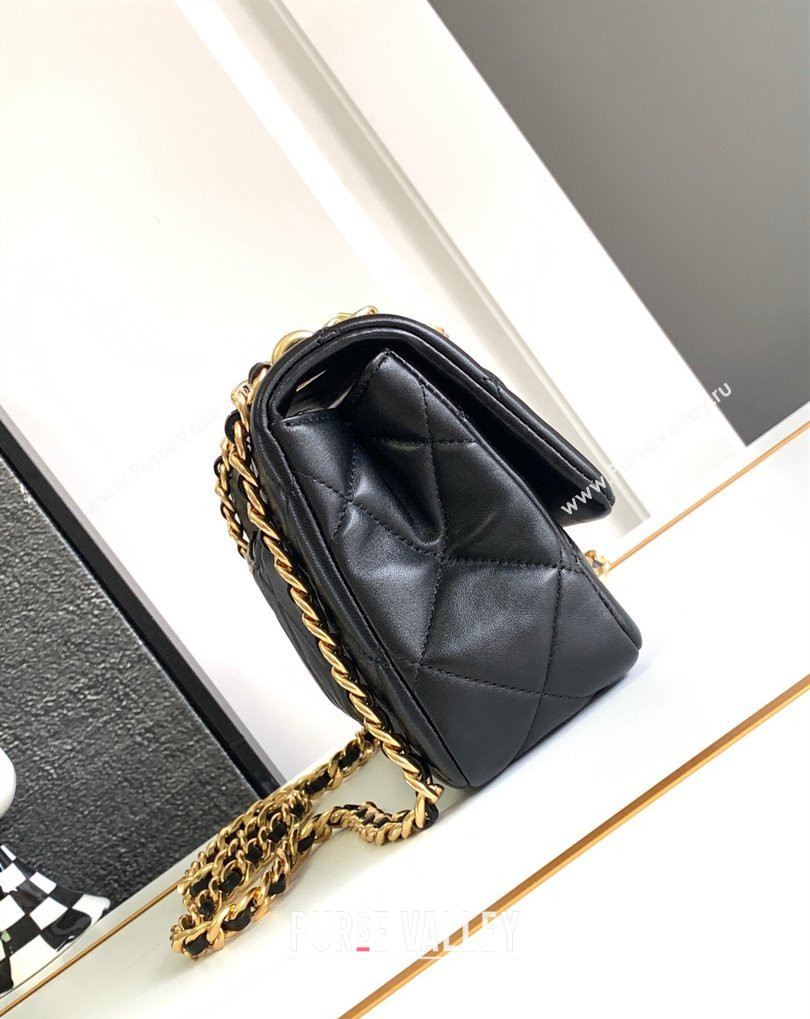 Chanel Calfskin, Diamanté Gold-Tone Metal Mini Flap Bag AS4595 Black 2024 (jiyuan-24032713)