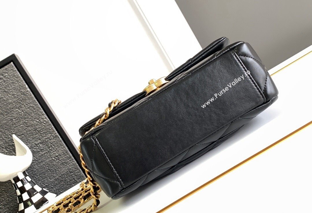 Chanel Calfskin, Diamanté Gold-Tone Metal Mini Flap Bag AS4595 Black 2024 (jiyuan-24032713)