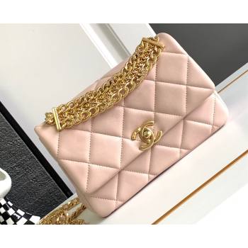 Chanel Calfskin, Diamanté Gold-Tone Metal Mini Flap Bag AS4595 Pink 2024 (jiyuan-24032714)