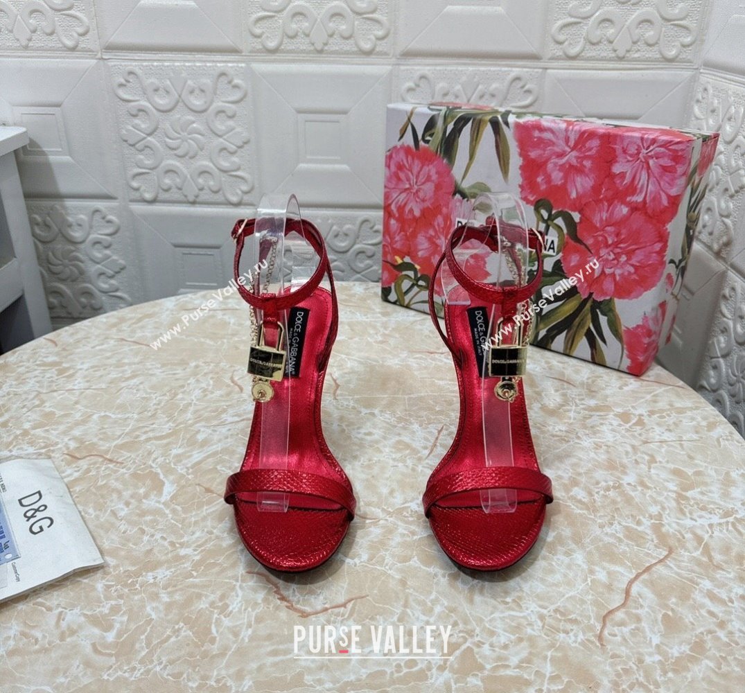 Dolce Gabbana Heel 10.5cm Karung sandals Red with chain and charm 2024 (modeng-24032913)