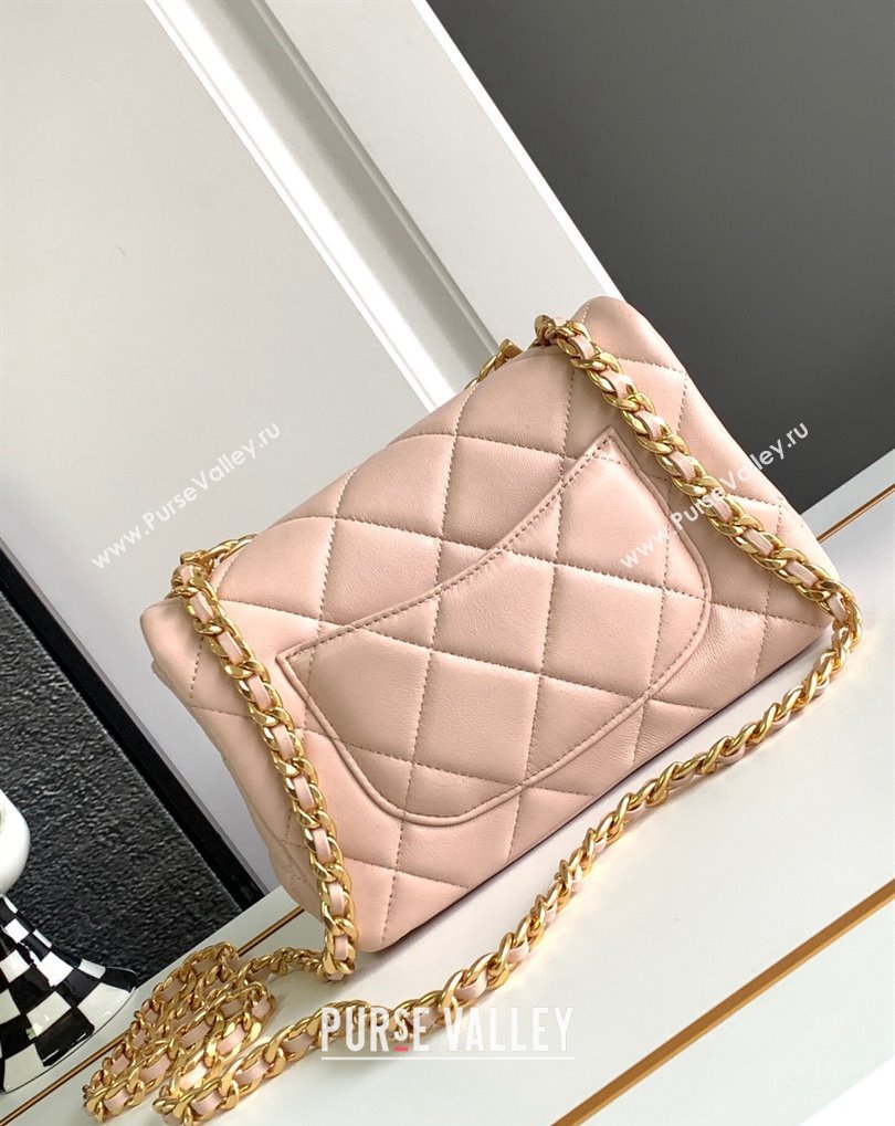 Chanel Calfskin, Diamanté Gold-Tone Metal Mini Flap Bag AS4595 Pink 2024 (jiyuan-24032714)