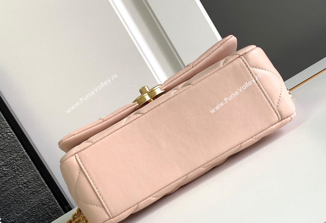 Chanel Calfskin, Diamanté Gold-Tone Metal Mini Flap Bag AS4595 Pink 2024 (jiyuan-24032714)