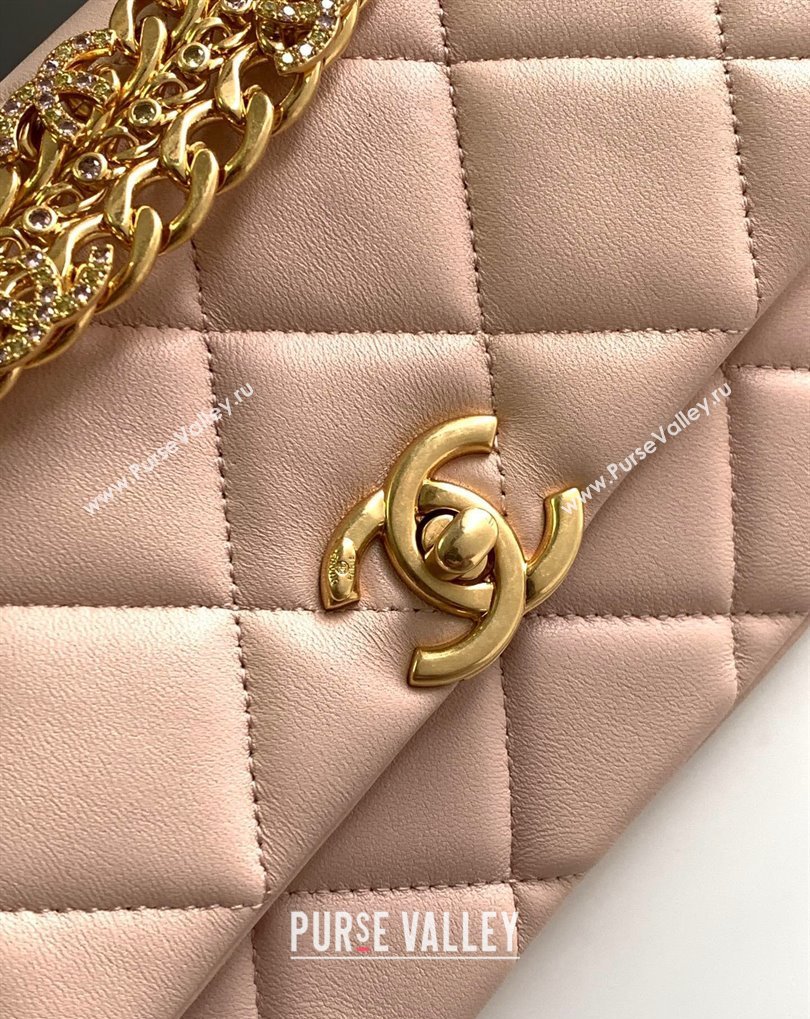 Chanel Calfskin, Diamanté Gold-Tone Metal Mini Flap Bag AS4595 Pink 2024 (jiyuan-24032714)