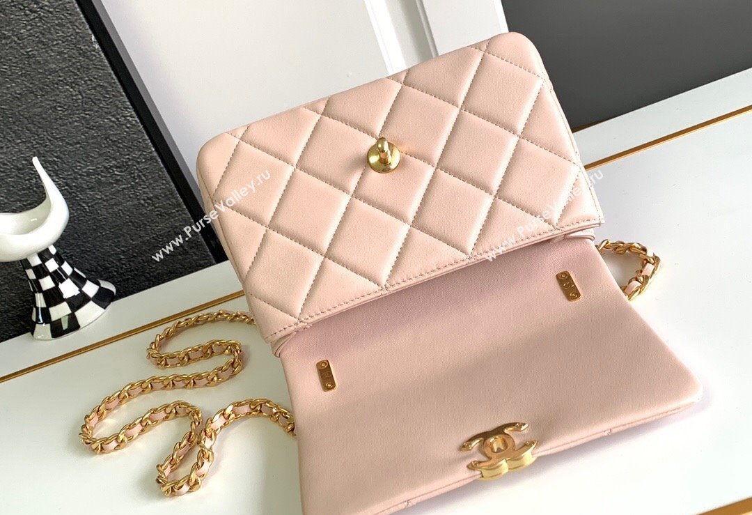 Chanel Calfskin, Diamanté Gold-Tone Metal Mini Flap Bag AS4595 Pink 2024 (jiyuan-24032714)