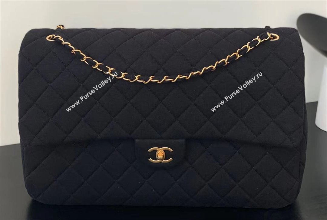 Chanel XXL Classic Flap Travel Bag in Jersey Black 2024 (jiyuan-24032711)