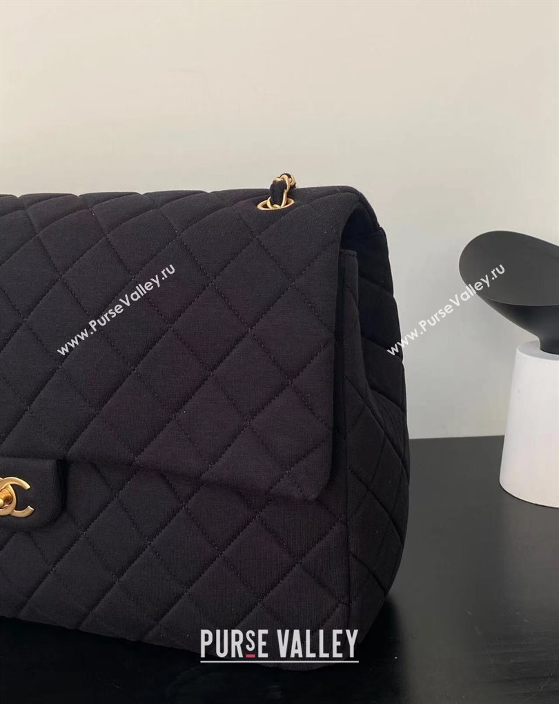 Chanel XXL Classic Flap Travel Bag in Jersey Black 2024 (jiyuan-24032711)