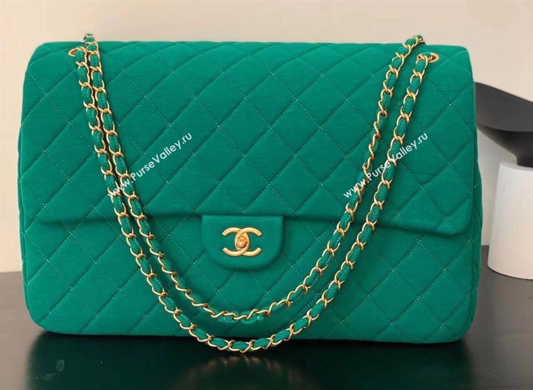 Chanel XXL Classic Flap Travel Bag in Jersey Green 2024 (jiyuan-24032712)