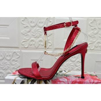 Dolce Gabbana Heel 10.5cm Karung sandals Red with chain and charm 2024 (modeng-24032913)