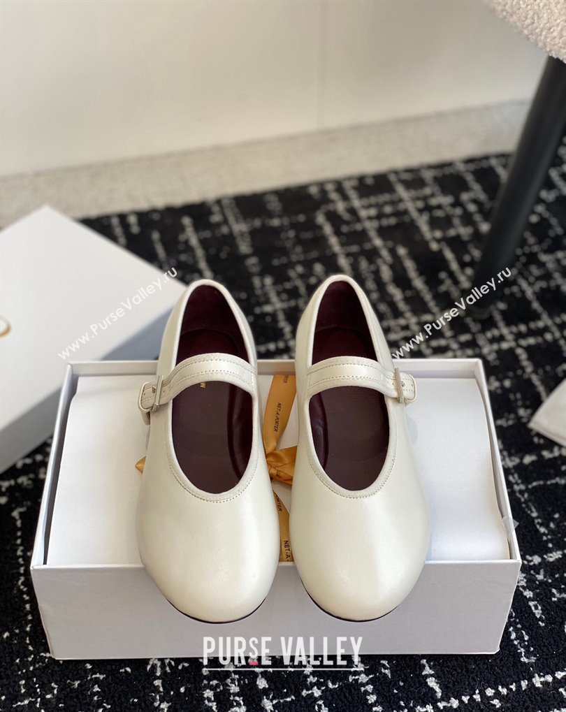 The Row Boheme MJ mary jane shoe in Leather White 2024 (jincheng-24032805)