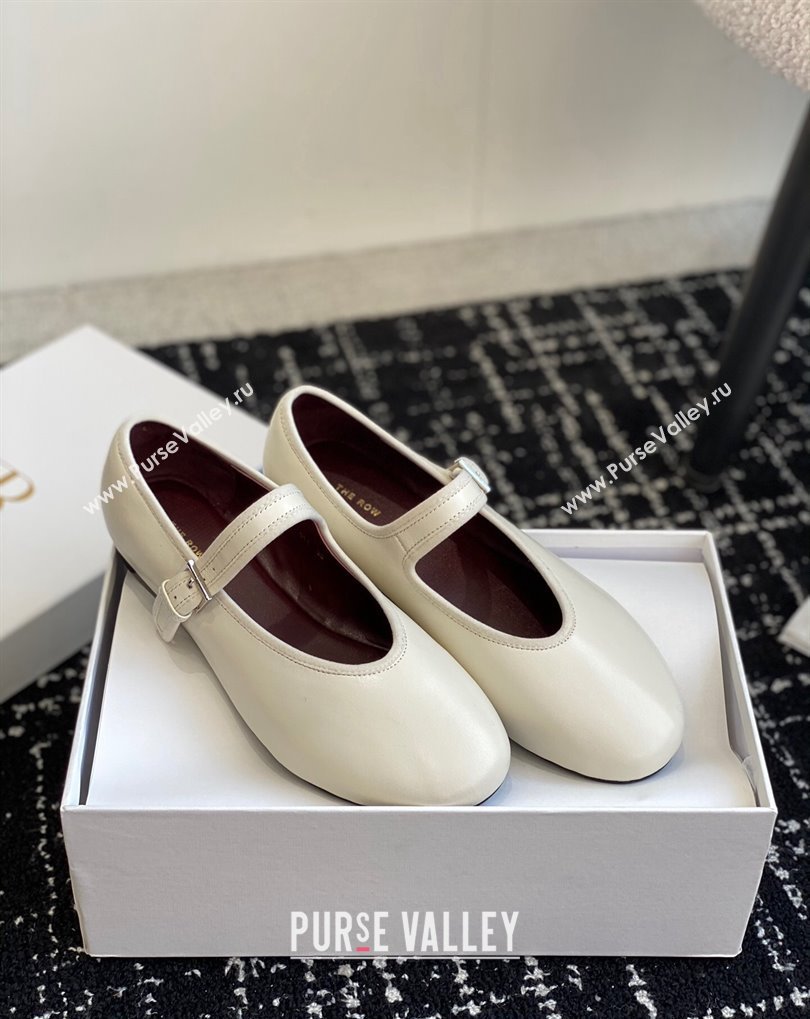 The Row Boheme MJ mary jane shoe in Leather White 2024 (jincheng-24032805)