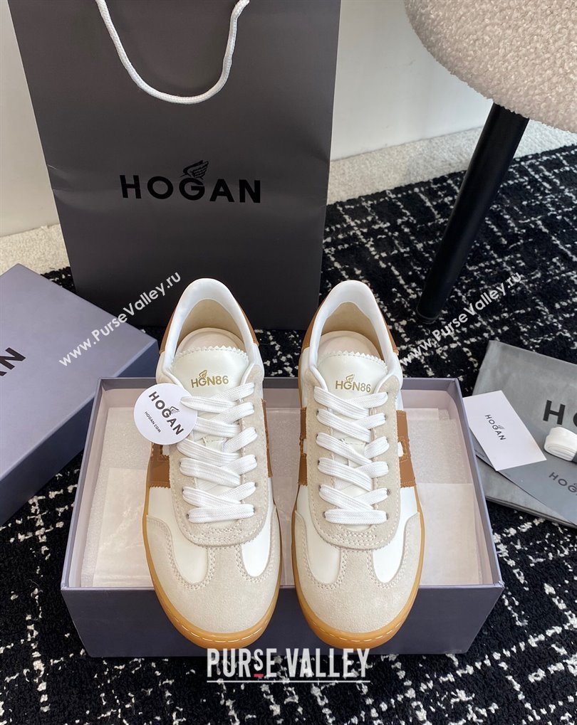 Hogan Cool Women/Men Sneakers in Suede White/Brown 2024 (jincheng-24032825)