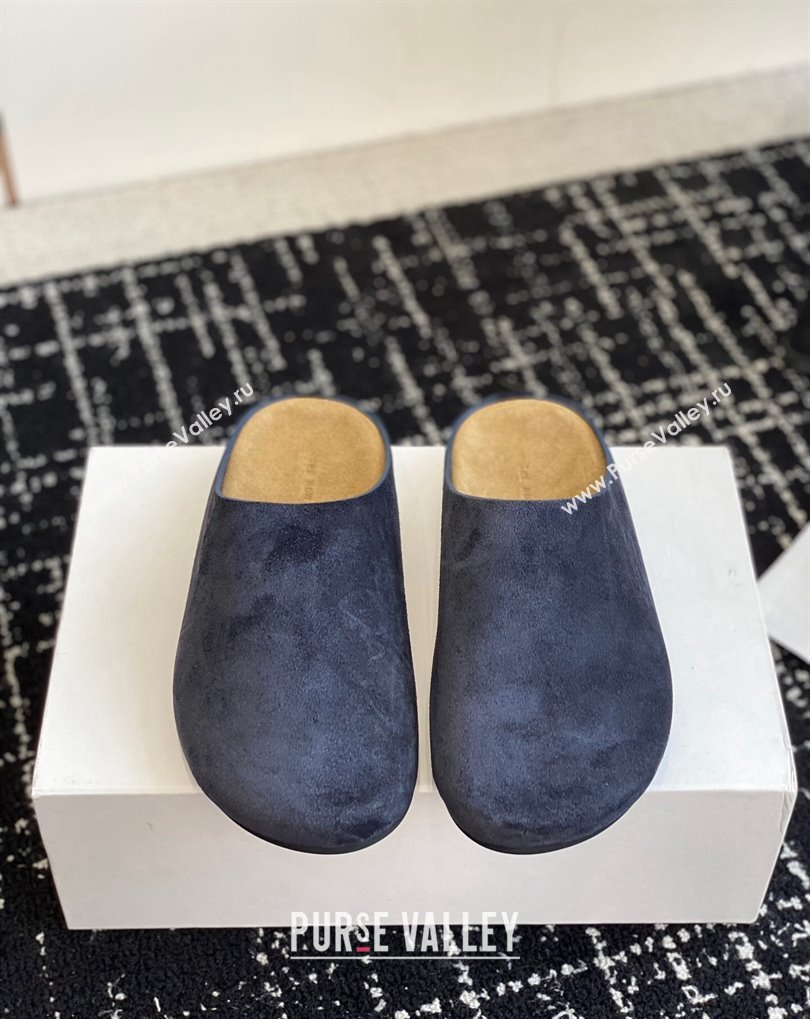 The Row Hugo Slides in Suede Blue 2024 (jincheng-24032803)