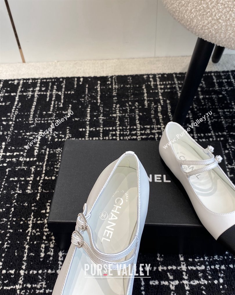 Chanel Lambskin Grosgrain Mary Janes G45697 White 2024 (jincheng-24032837)