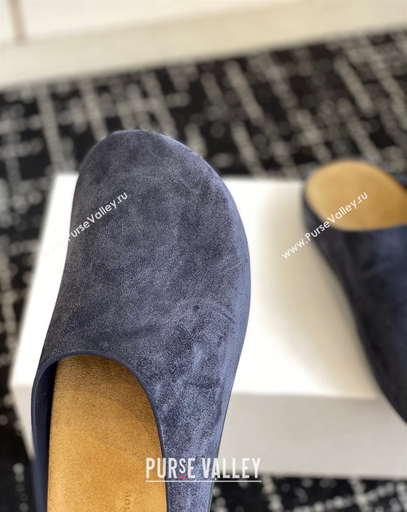 The Row Hugo Slides in Suede Blue 2024 (jincheng-24032803)