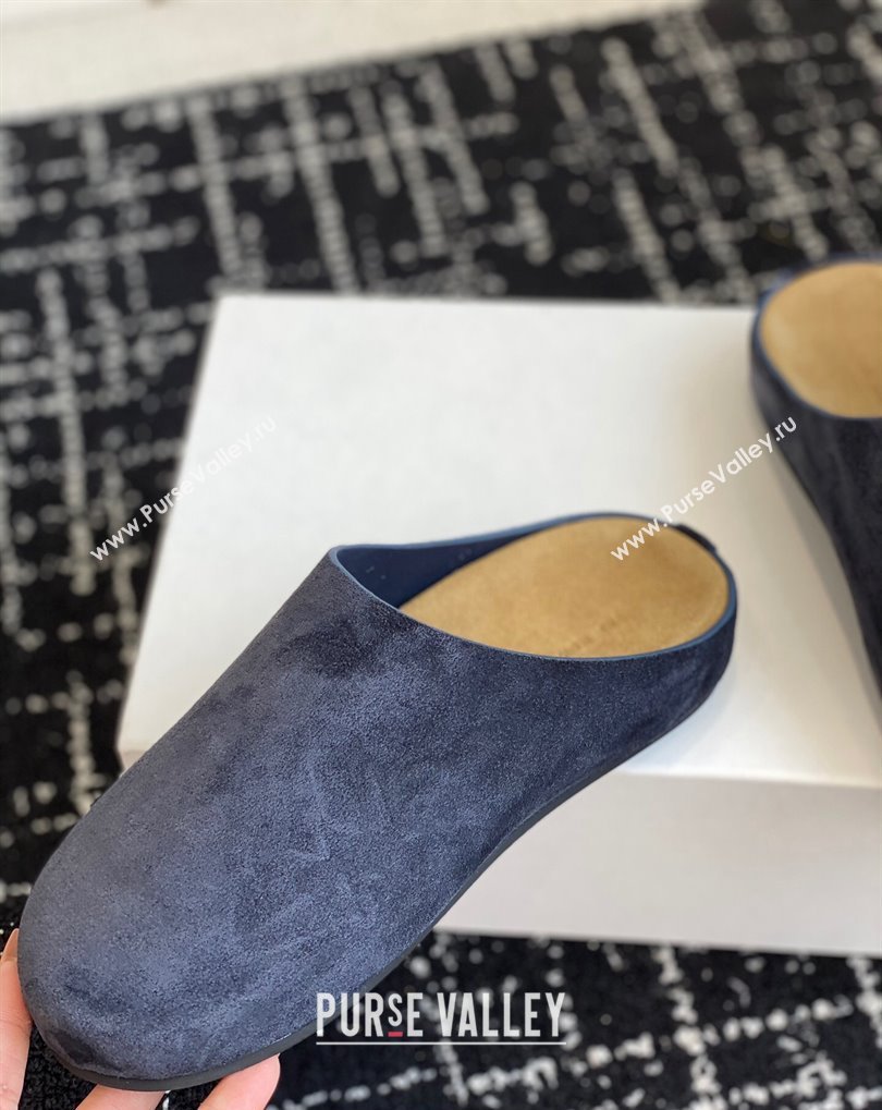 The Row Hugo Slides in Suede Blue 2024 (jincheng-24032803)