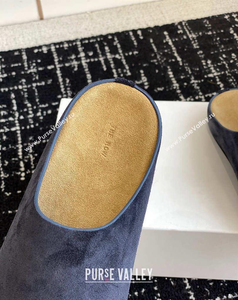 The Row Hugo Slides in Suede Blue 2024 (jincheng-24032803)