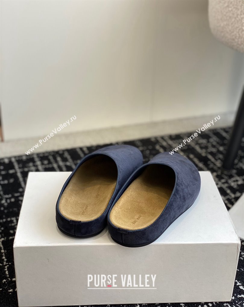 The Row Hugo Slides in Suede Blue 2024 (jincheng-24032803)